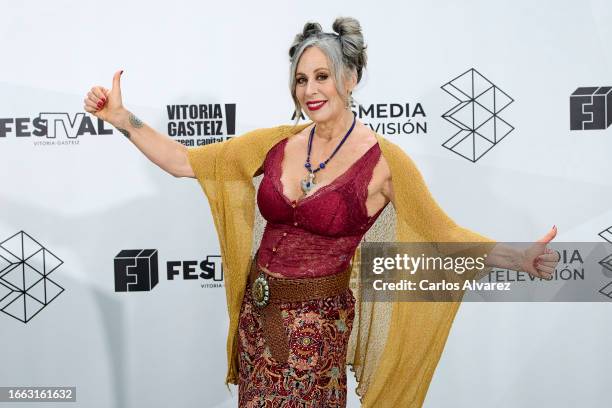 Actress Miriam Díaz Aroca attends the 'Amar Es Para Siempre' photocall during the day 3 of FesTVal 2023 Television Festival on September 06, 2023 in...