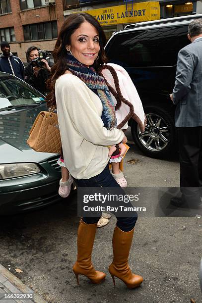 Personality Bethenny Frankel leaves the "Good Day New York" taping at the Fox 5 Studio on April 11, 2013 in New York City.