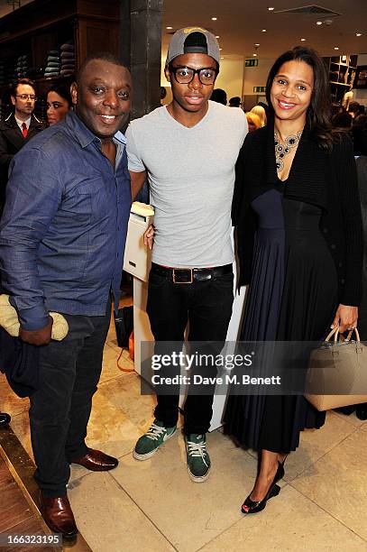 Garth Crooks, son Preye and wife Funkazi attend as Jazzie B launches the Soul II Soul 'Classics' Collection at Harvey Nichols on April 11, 2013 in...