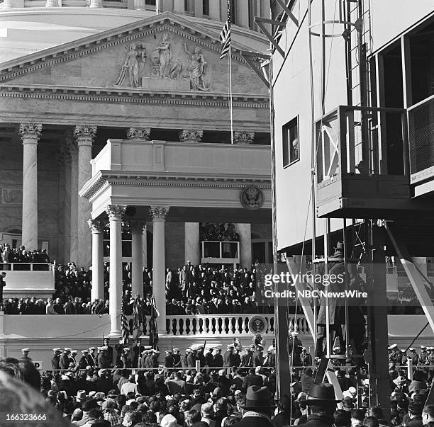 Pictured: Former First Lady Mamie Eisenhower, Second Lady Lady Bird Johnson, First Lady Jacqueline Kennedy, former President Dwight D. Eisenhower,...