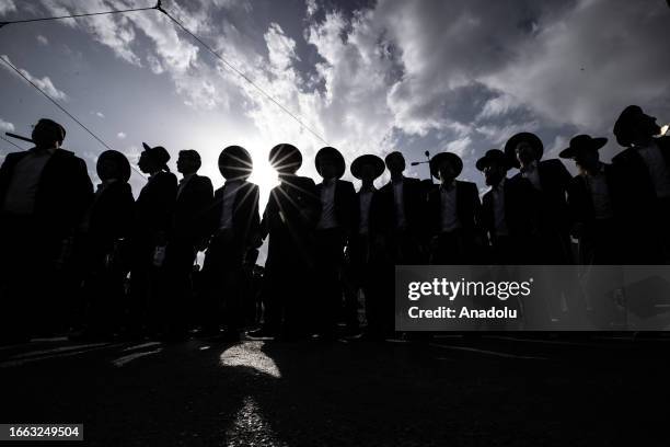 Ultra-Orthodox Jewish people gathering to protest draft dodger's arrest clash with Israeli police and blocked major roads in Jerusalem on September...