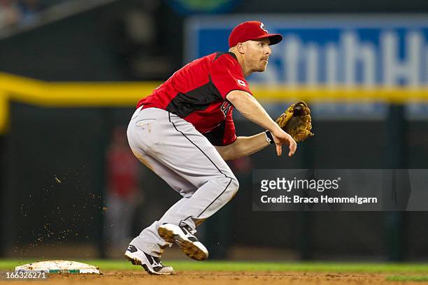 Pete Orr of Canada fields against Italy during the World Baseball Classic First Round Group D game on March 8, 2013 at Chase Field in Phoenix,...