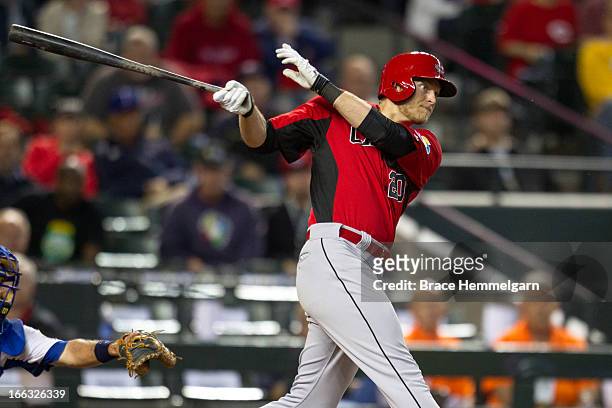 Michael Saunders of Canada bats against Italy during the World Baseball Classic First Round Group D game on March 8, 2013 at Chase Field in Phoenix,...