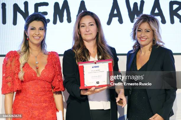 Claudia Conte, Verdiana Bixio and guest attend the Women In Cinema Award during the 80th Venice International Film Festival on September 05, 2023 in...
