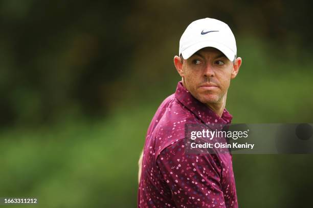 Rory McIlroy of Northern Ireland looks on during the Pro-Am prior to the Horizon Irish Open at The K Club on September 06, 2023 in Straffan, Ireland.