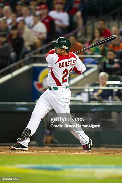 Adrian Gonzalez of Mexico bats against Canada during the World Baseball Classic First Round Group D game on March 9, 2013 at Chase Field in Phoenix,...