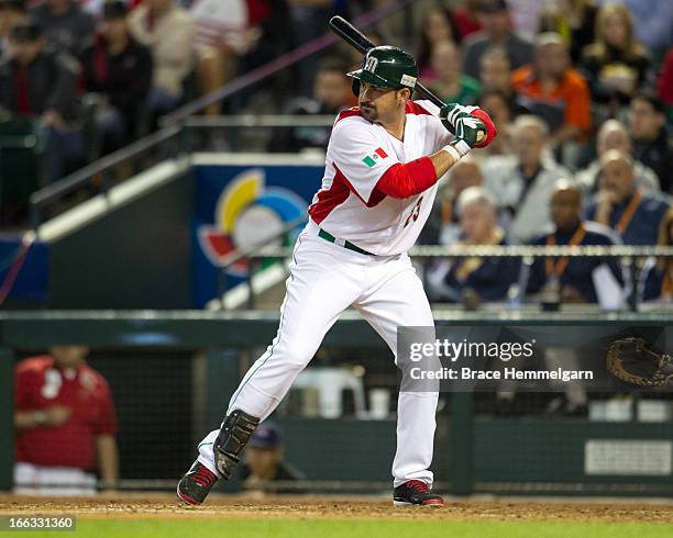 Adrian Gonzalez of Mexico bats against Canada during the World Baseball Classic First Round Group D game on March 9, 2013 at Chase Field in Phoenix,...