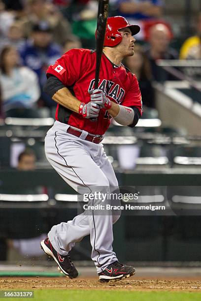 Joey Votto of Canada bats against Mexico during the World Baseball Classic First Round Group D game on March 9, 2013 at Chase Field in Phoenix,...