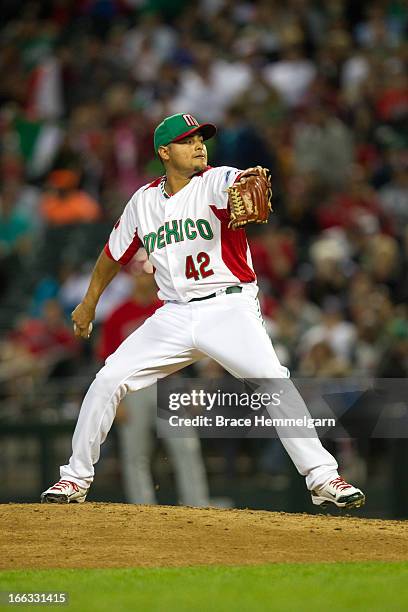 Arnold Leon of Mexico pitches against Canada during the World Baseball Classic First Round Group D game on March 9, 2013 at Chase Field in Phoenix,...