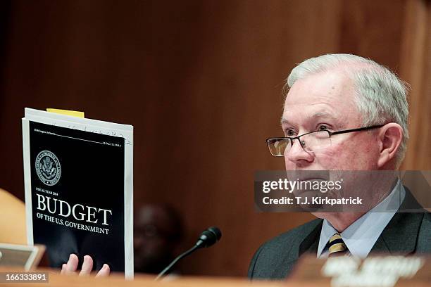 Sen. Jeff Sessions adresses Jeffrey Zients, acting director and deputy director for management at the Office of Management and Budget, on the...