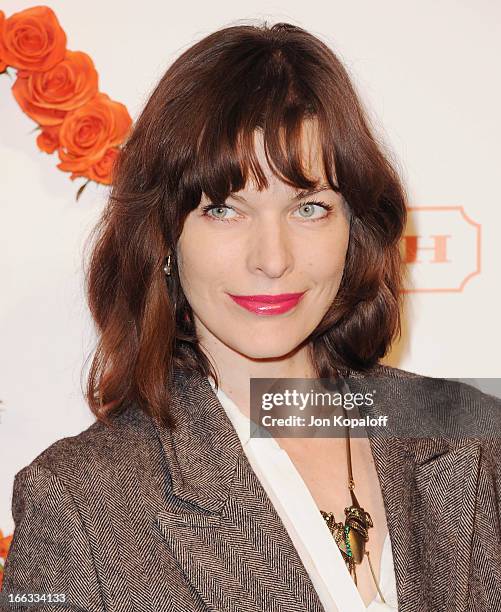 Actress Milla Jovovich arrives at the 3rd Annual Coach Evening To Benefit Children's Defense Fund at Bad Robot on April 10, 2013 in Santa Monica,...