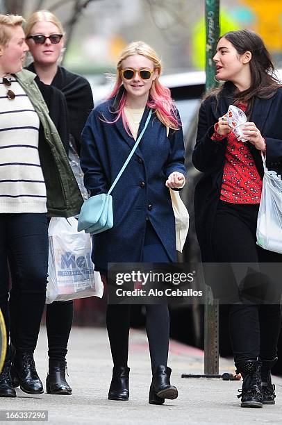 Dakota Fanning is seen in Soho on April 11, 2013 in New York City.