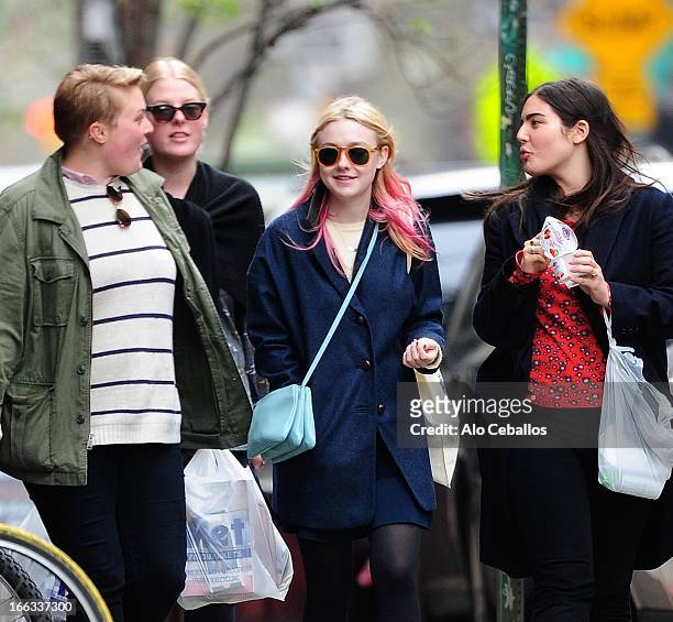 Dakota Fanning is seen in Soho on April 11, 2013 in New York City.