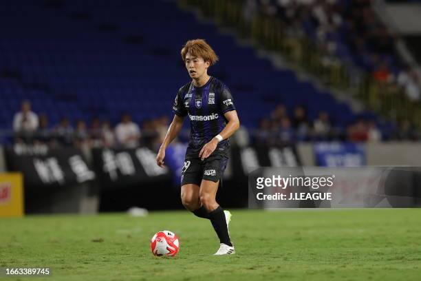 Yuki YAMAMOTO of Gamba Osaka in action during the J.LEAGUE YBC Levain Cup quarter final first leg match between Gamba Osaka and Urawa Red Diamonds at...