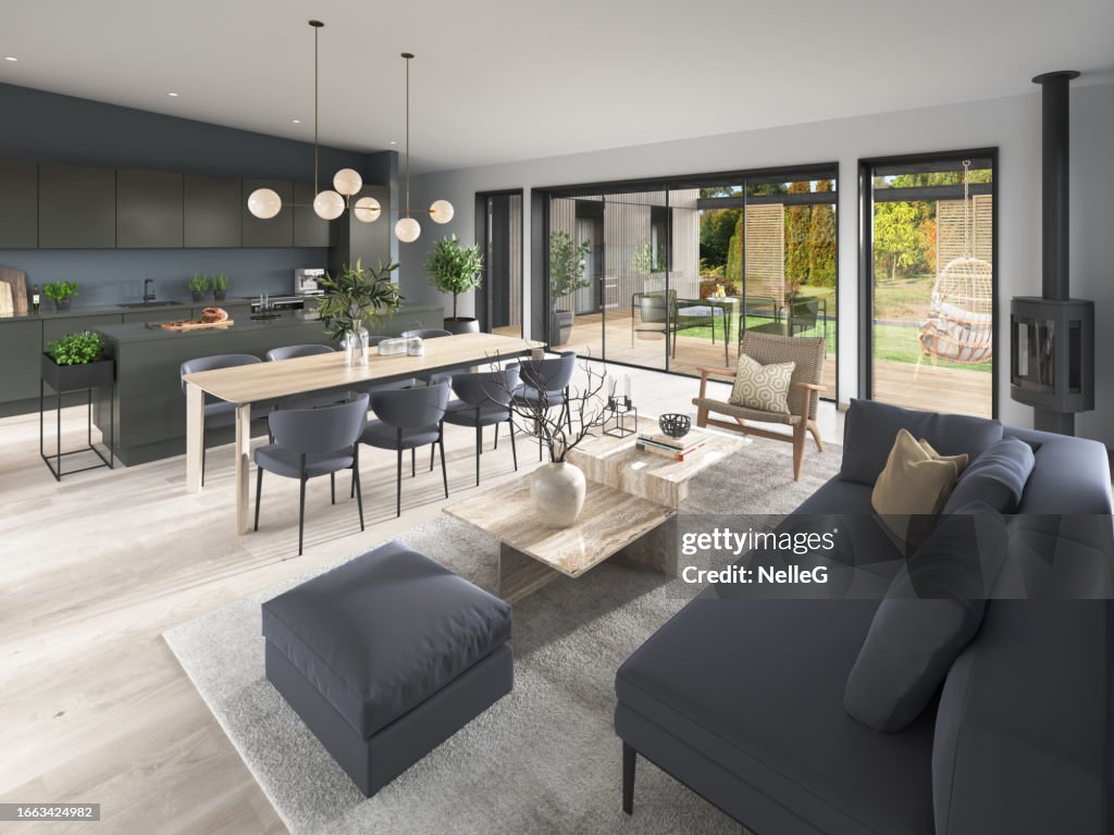 Modern open space interior