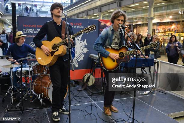 Louis van Sinderen, Ferdinand Jonk, Frank Bond and Wiiliam Bond of the Dutch band AlascA perform at Station Sessions Festival 2013 at St Pancras...