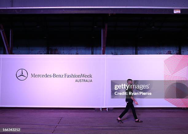 Crowds arrive at Carriageworks during Mercedes-Benz Fashion Week Australia Spring/Summer 2013/14 at Carriageworks on April 8, 2013 in Sydney,...