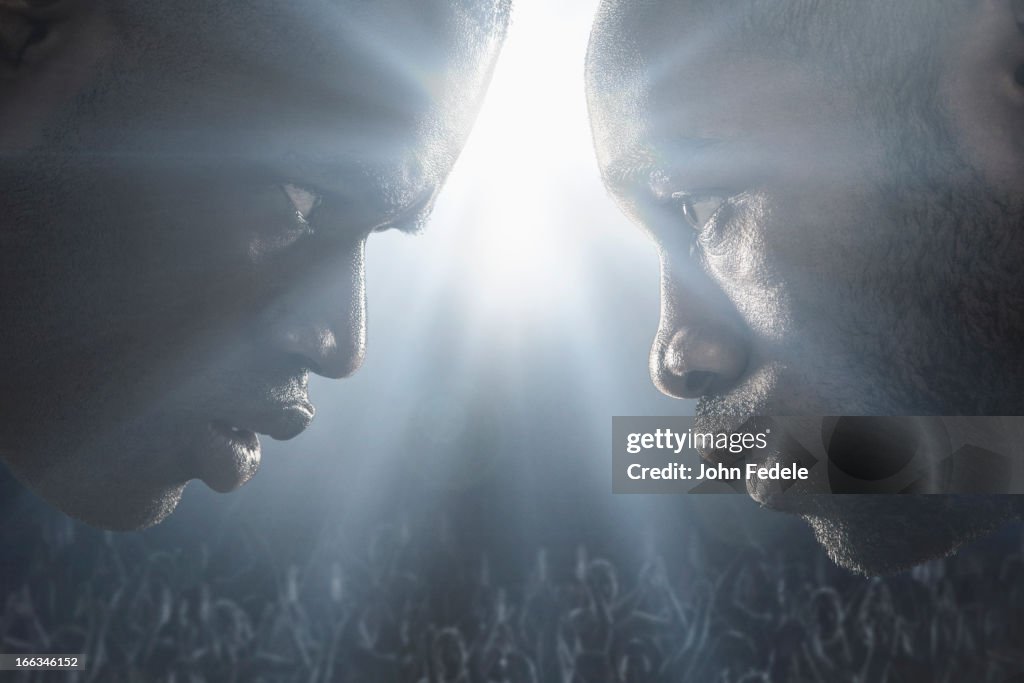 African American boxers standing face to face