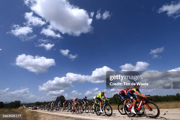 Łukasz Owsian of Poland and Team Arkéa Samsic, Jacopo Mosca of Italy and Team Lidl - Trek and a general view of the breakaway competing during the...