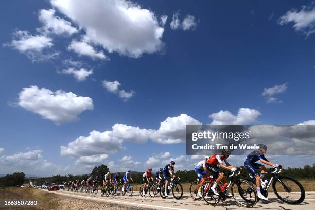 Jesús Herrada of Spain and Team Cofidis, Romain Grégoire of France and Team Groupama - FDJ and a general view of the breakaway competing during the...