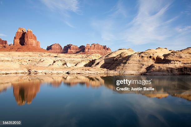 scenic image of lake powell and glen canyon national recreation area. - lake powell - fotografias e filmes do acervo