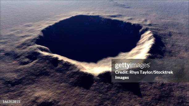 ilustrações de stock, clip art, desenhos animados e ícones de artist's concept of meteor crater, arizona, usa. - cratera do meteoro arizona