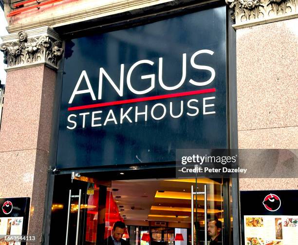 Leicester Square, LONDON,ENGLAND Angus Steakhouse store sign External Store Sign London, England.