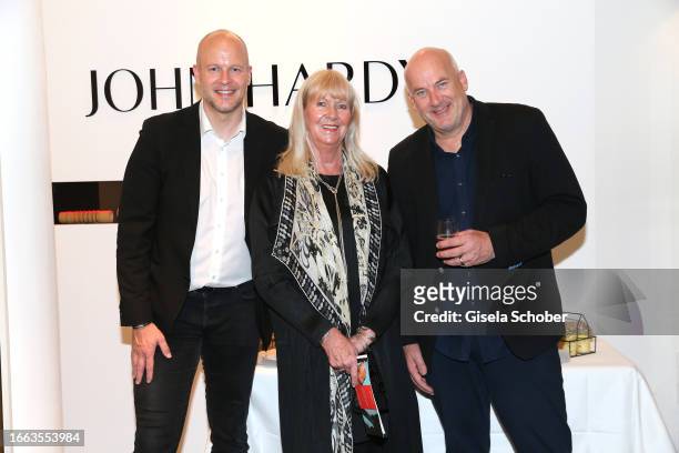 Hosts Björn Schniedenharn, Claudia Graus and Jens Schniedenharn during the presentation of the John Hardy Collection at Marrying boutique on...