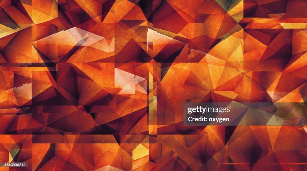 Abstract Geometric Distirted Orange Triangle Yellow Autumn Noise Colored Shapes Background