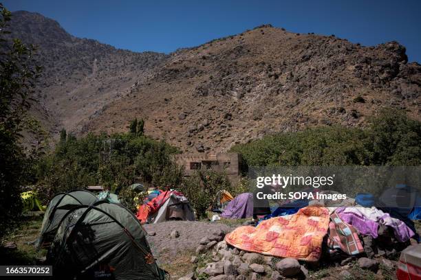 Villagers are seen living in tents after the earthquake destroyed their homes. Villagers living in Imlil in the Toubkal mountains, are still coming...