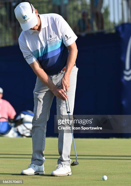 Golfer David Toms putts on the green during the final round of the PGA Tour Champions Ascension Charity Classic on September 10 at Norwood Hills...