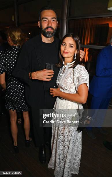 Jamie Childs and Jenna Coleman attend the ATG Summer Party hosted by Ambassador Theatre Group CEO Mark Cornell In Honour of Sarah Jessica Parker &...