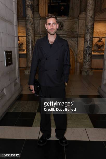 Oliver Jackson-Cohen attends the private view for "Gabrielle Chanel. Fashion Manifesto" at the Victoria & Albert Museum on September 13, 2023 in...