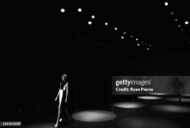 Models showcase designs at the Staple The Label show during Mercedes-Benz Fashion Week Australia Spring/Summer 2013/14 at Carriageworks on April 12,...