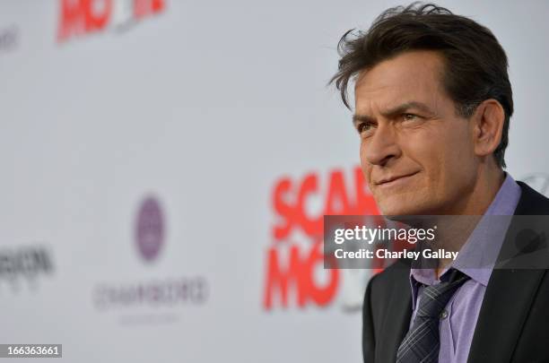 Actor Charlie Sheen arrives at the premiere of "Scary Movie V" presented by Dimension Films, in partnership with Lexus and Chambord at the Cinerama...