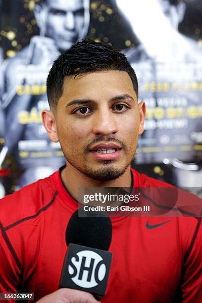 Abner Mares attends the media workout at Azteca Gym on April 11, 2013 in Bell, California.