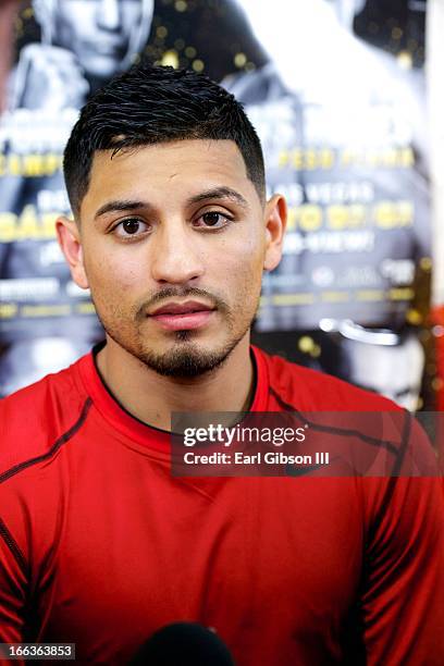 Abner Mares attends the media workout at Azteca Gym on April 11, 2013 in Bell, California.