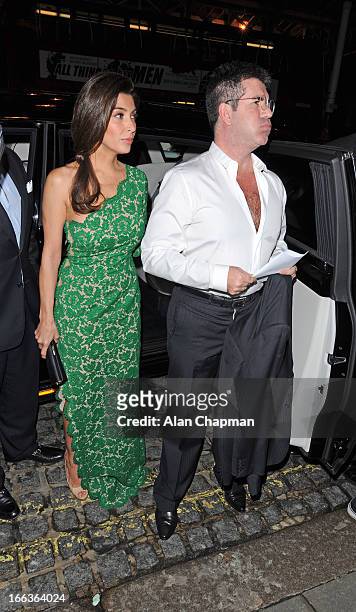 Mezhgan Hussainy and Simon Cowell sighting arriving at the My Beautiful Ball fundraiser at the Landmark Hotel on April 11, 2013 in London, England.