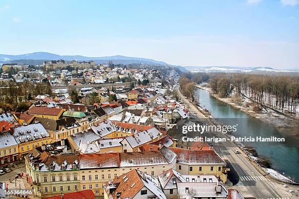 looking down on melk, austria - melk austria stock pictures, royalty-free photos & images