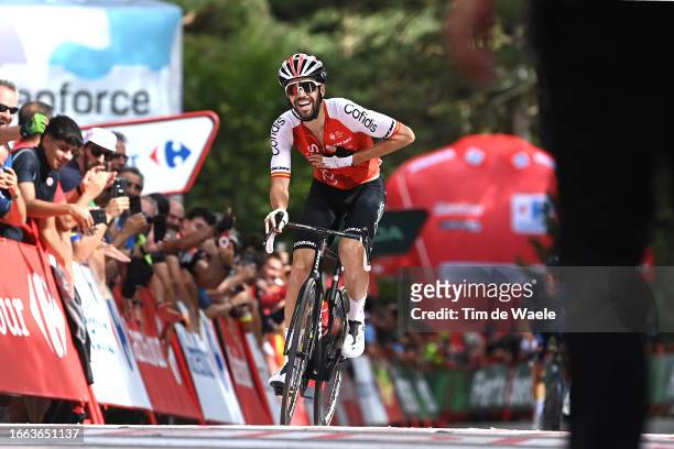 Jesús Herrada of Spain and Team Cofidis celebrates at finish line as stage winner during the 78th Tour of Spain 2023, Stage 11 a 163.2km stage from...