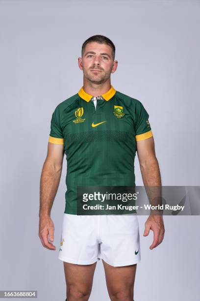 Willie Le Roux of South Africa poses for a portrait during the South Africa Rugby World Cup 2023 Squad photocall on September 02, 2023 in Toulon,...