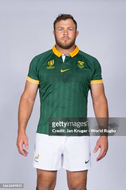 Duane Vermeulen of South Africa poses for a portrait during the South Africa Rugby World Cup 2023 Squad photocall on September 02, 2023 in Toulon,...