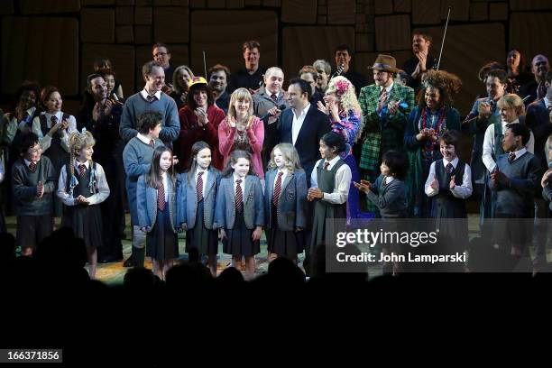 Matthew Warchus , Sophia Bennusa, Oona laurence, Bailey Ryon and Milly Shapiro attends the "Matilda The Musical" Broadway Opening Night at Shubert...