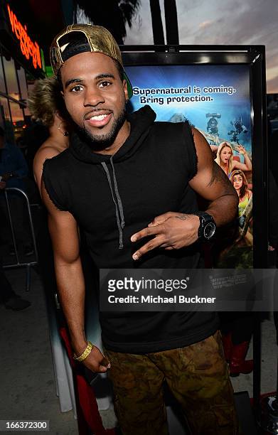 Singer Jason Derulo arrives for the premiere of Dimension Films' "Scary Movie 5" at ArcLight Cinemas Cinerama Dome on April 11, 2013 in Hollywood,...