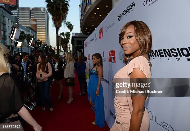 Actress Erica Ash arrives for the premiere of Dimension Films' "Scary Movie 5" at ArcLight Cinemas Cinerama Dome on April 11, 2013 in Hollywood,...