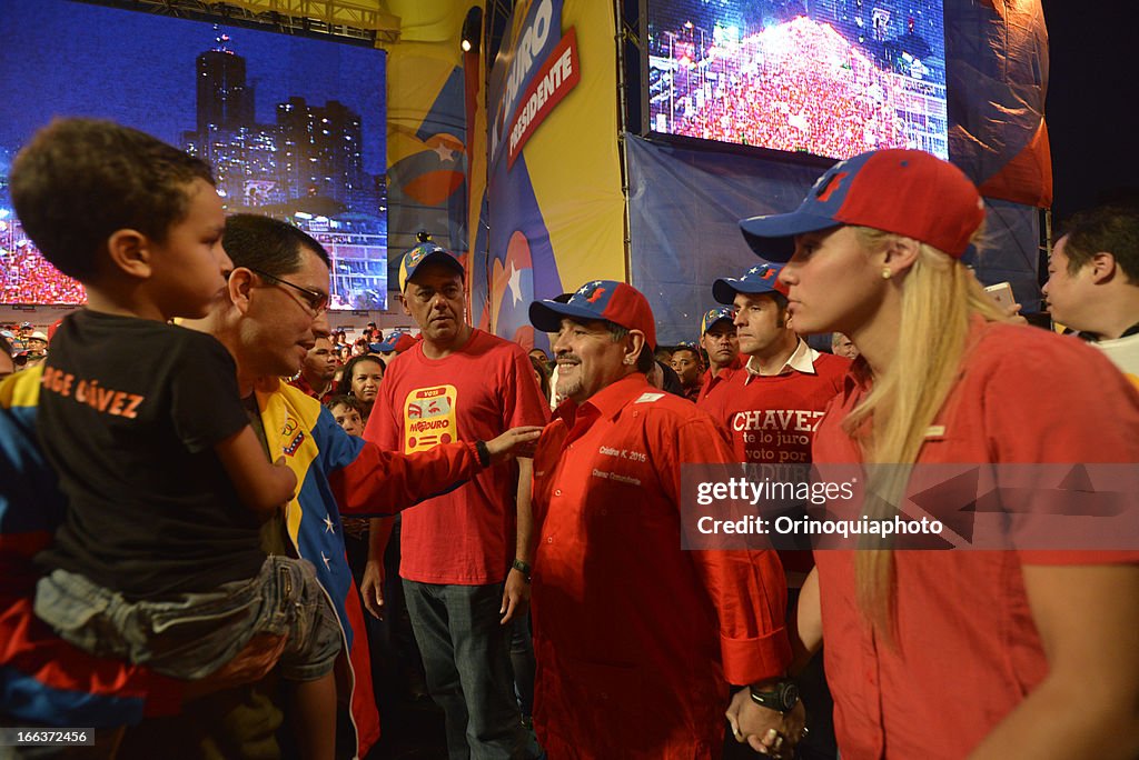 Closing Rally Diego Maradona attends the closing rally campaign of the presidential ...