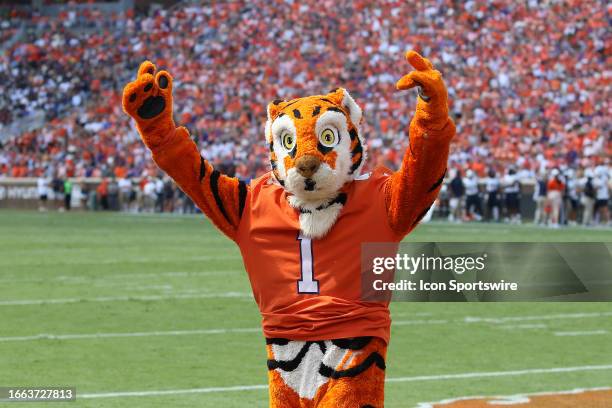 Clemson mascot The Tiger during a college football game between the Charleston Southern Buccaneers and the Clemson Tigers on September 9 at Clemson...