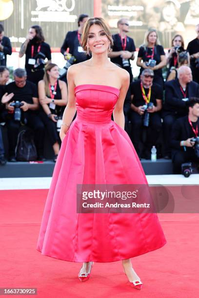 Patroness of the festival Caterina Murino attends a red carpet for the movie "Origin" at the 80th Venice International Film Festival on September 06,...