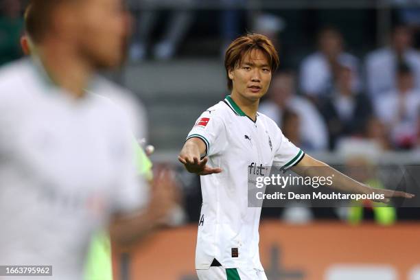 Kou Itakura of Gladbach in action during the Bundesliga match between Borussia Mönchengladbach and FC Bayern München at Borussia Park Stadium on...