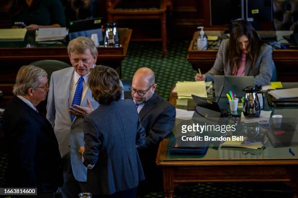 House lawyer Rusty Hardin speaks with advisors and prosecutors ahead of the former attorney Texas Attorney General Ken Paxton's impeachment trial on...